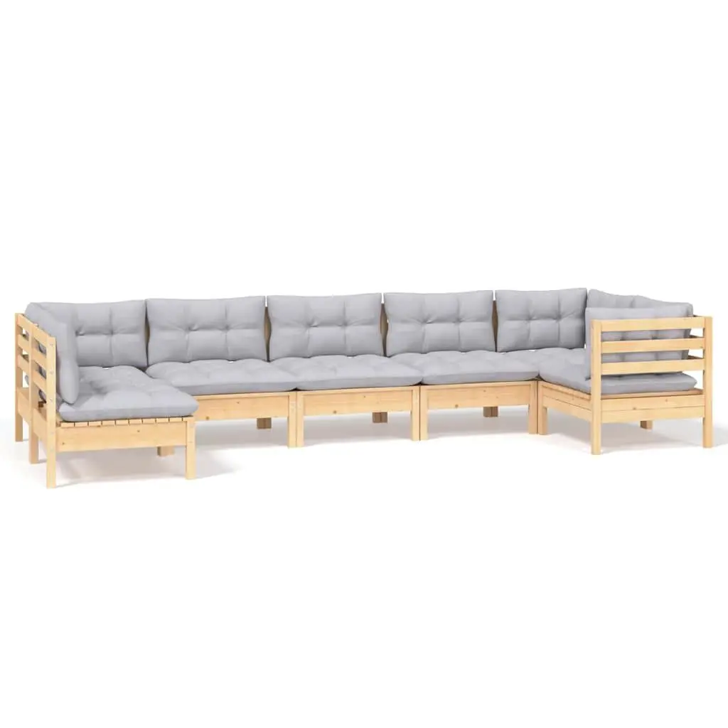 Garden Lounge Set 7 Piece Outdoor Furniture Patio Seating Grey Cushions Modular