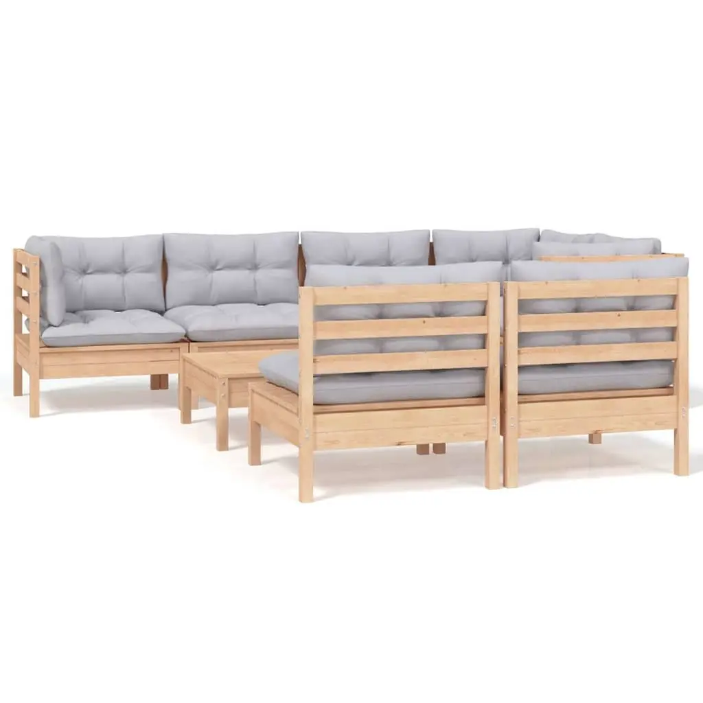 Garden Lounge Set Outdoor Furniture 8 Piece Modular Grey Cushions