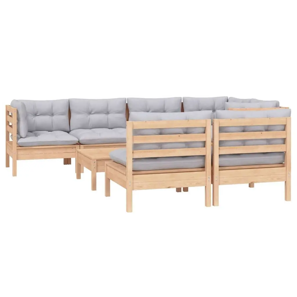Garden Lounge Set Outdoor Furniture 8 Piece Modular Grey Cushions