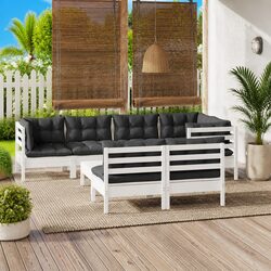 Comfortable 8-Piece Garden Lounge Set in Solid Pinewood