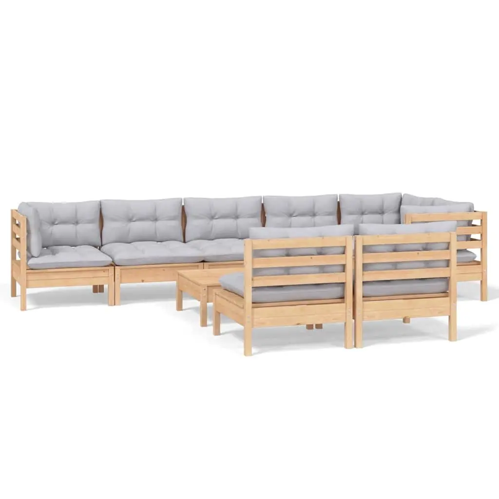 Garden Lounge Set Modular Patio Furniture 9 Piece Grey Cushions Outdoor