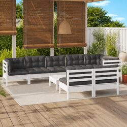 Comfortable and Practical 9 Piece White Lounge Set