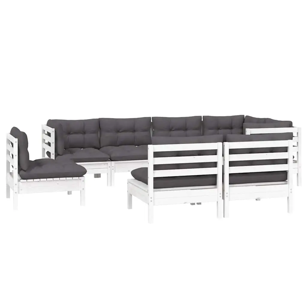 Outdoor Lounge Set Modular Garden Furniture 8 Piece White with Cushions