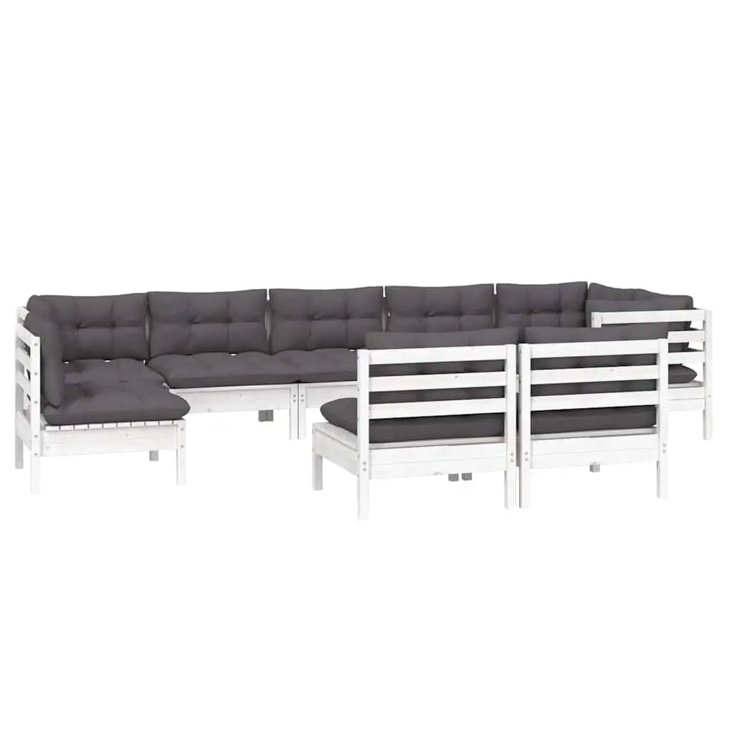 Garden Lounge Set 9 Piece Outdoor Patio Furniture Cushions White