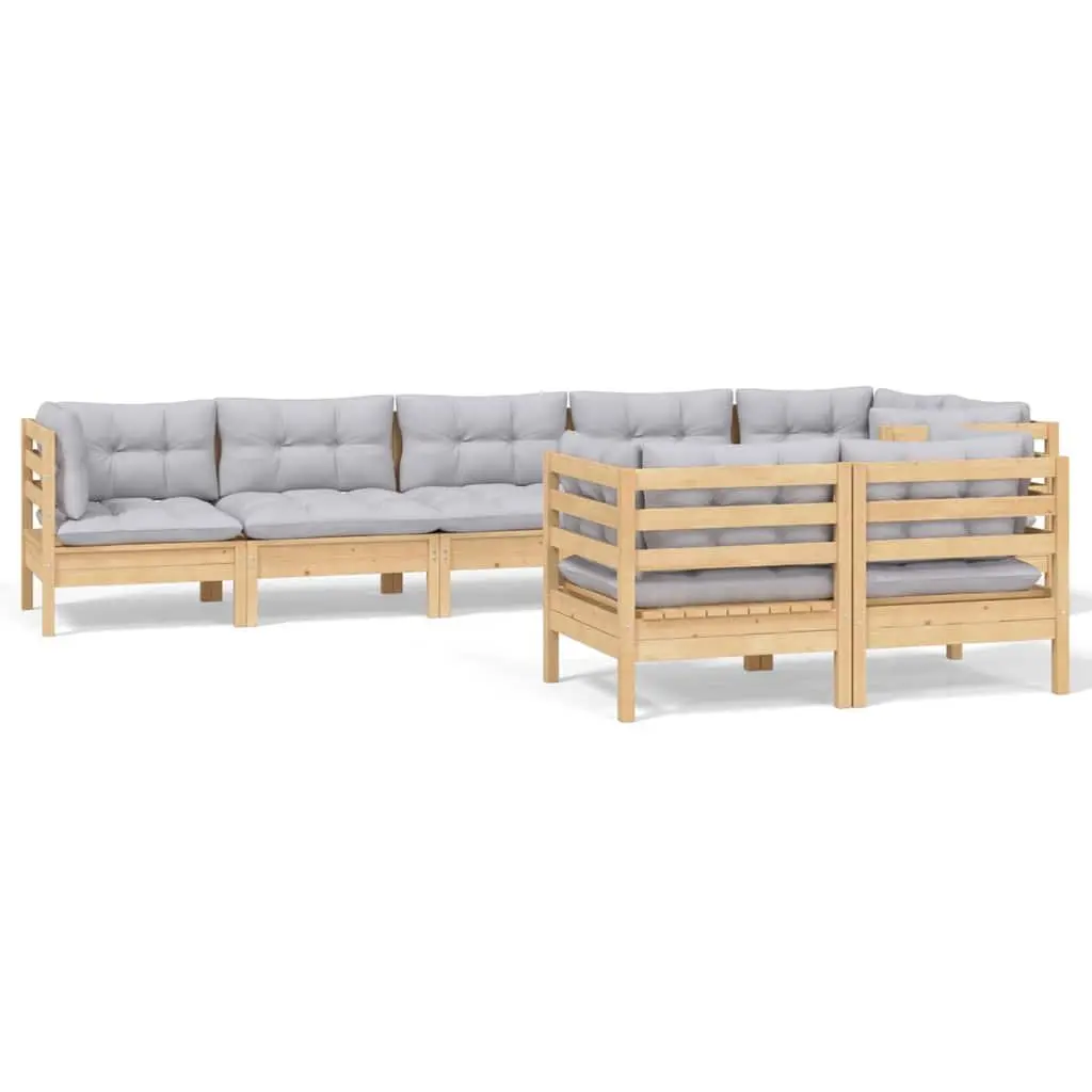 Garden Lounge Set 8 Piece Outdoor Patio Furniture Grey Cushions Modular