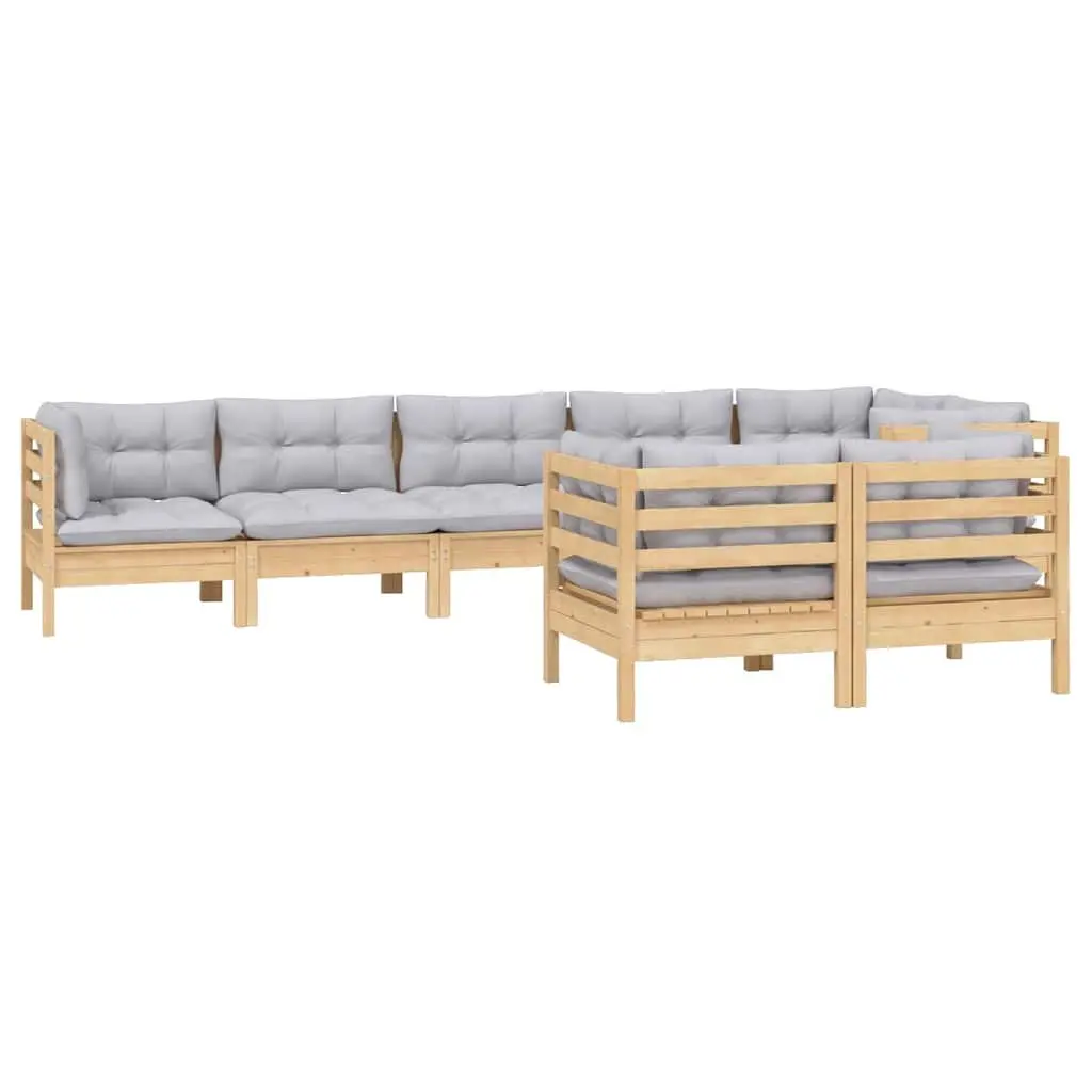 Garden Lounge Set 8 Piece Outdoor Patio Furniture Grey Cushions Modular