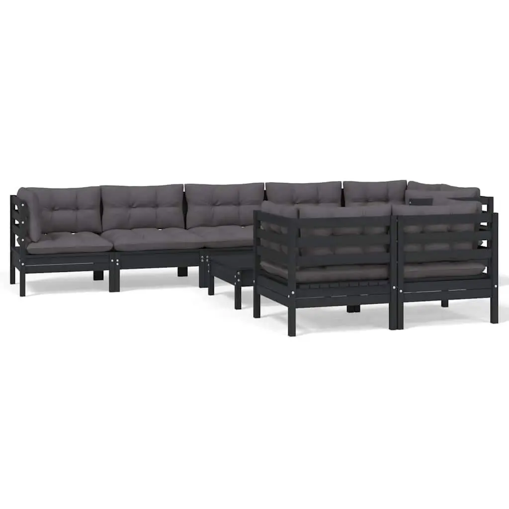 Garden Lounge Set 9 Piece Outdoor Patio Furniture Black Modular Seating