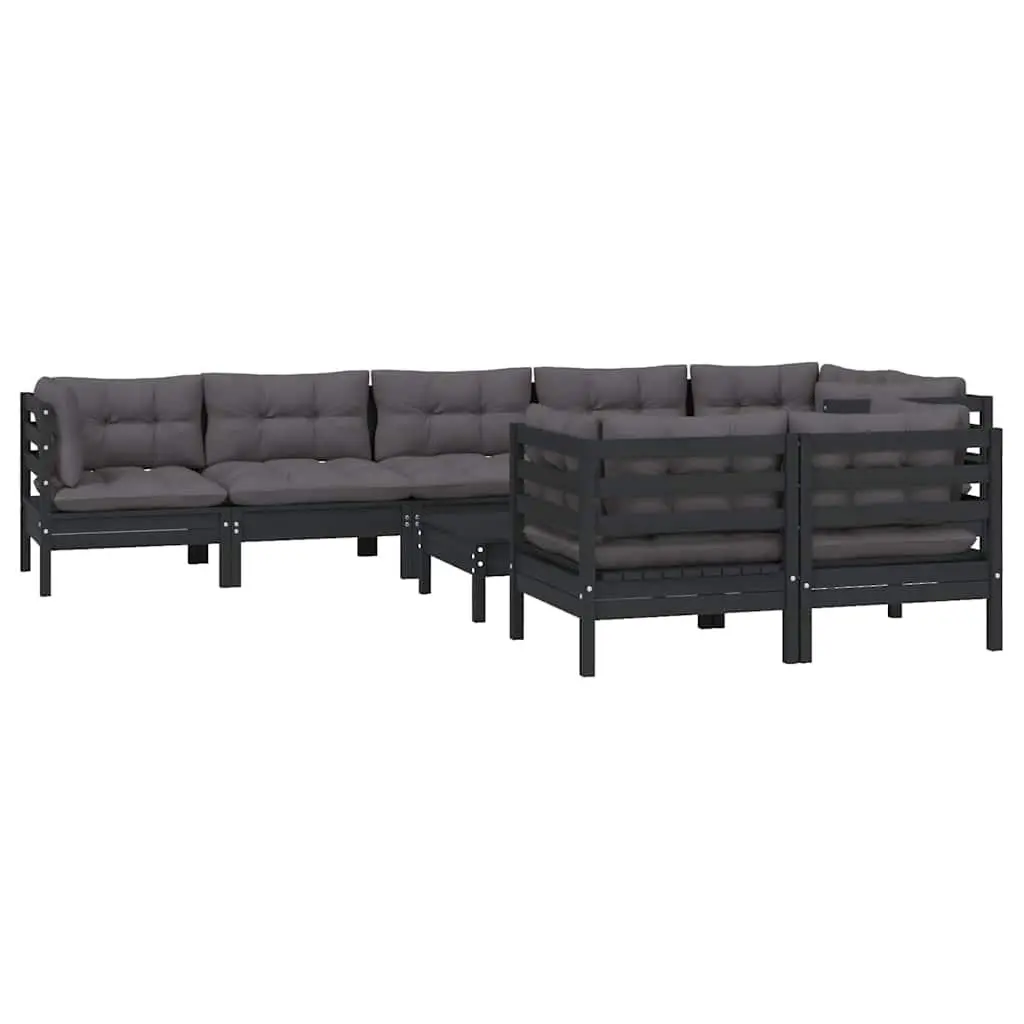 Garden Lounge Set 9 Piece Outdoor Patio Furniture Black Modular Seating
