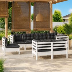Reliable 8-Piece Garden Lounge Set with White Cushions