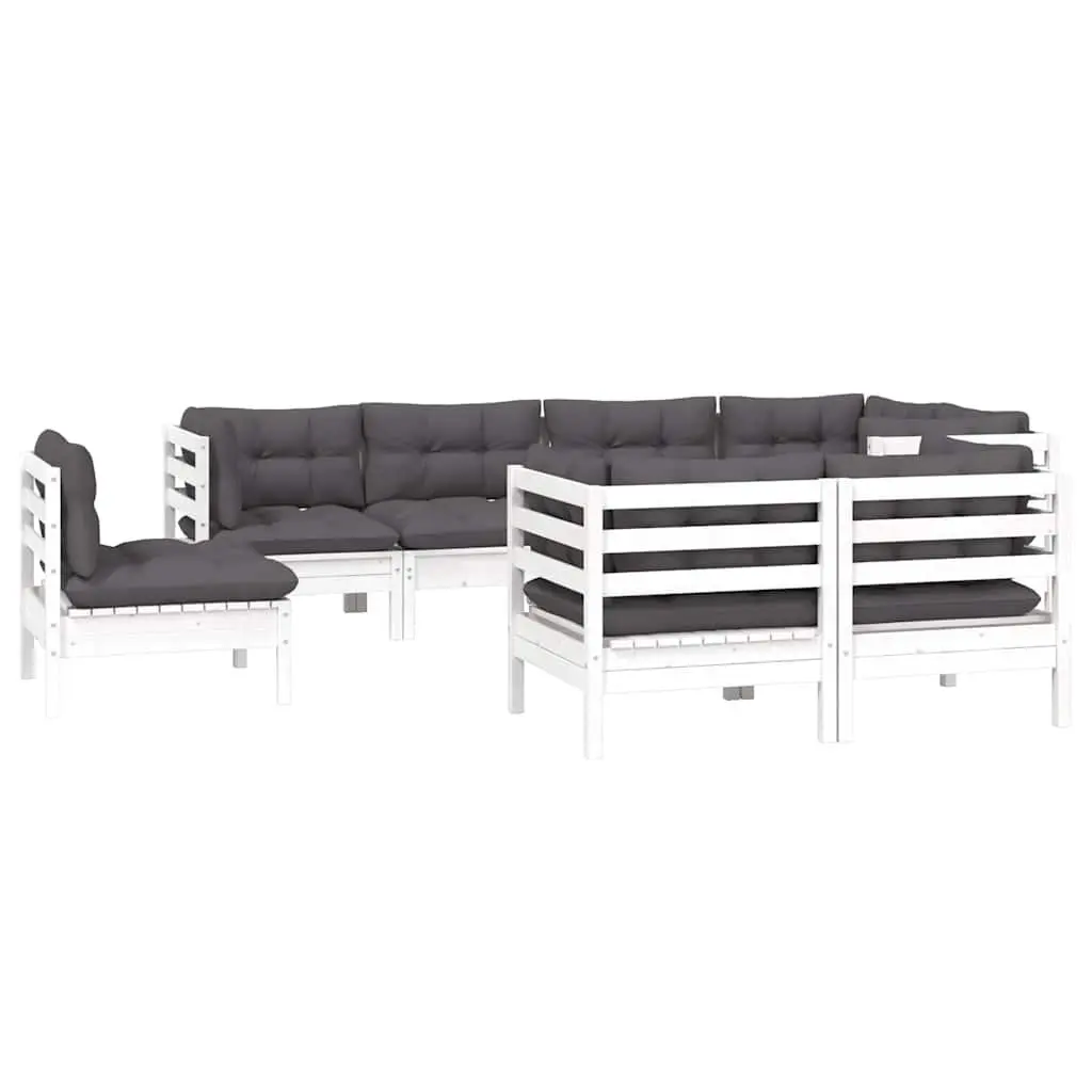 8-Piece Garden Lounge Set with White Cushions