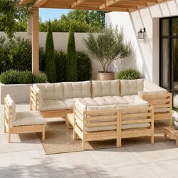 Comfortable and Stylish 9 Piece Garden Lounge Set