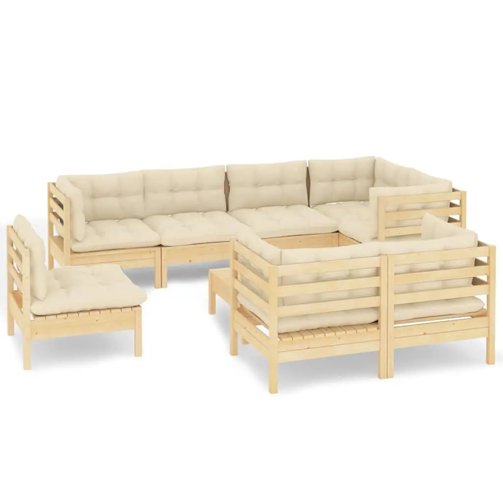 Garden Lounge Set 9 Piece Outdoor Patio Furniture Modular Sofa Cream