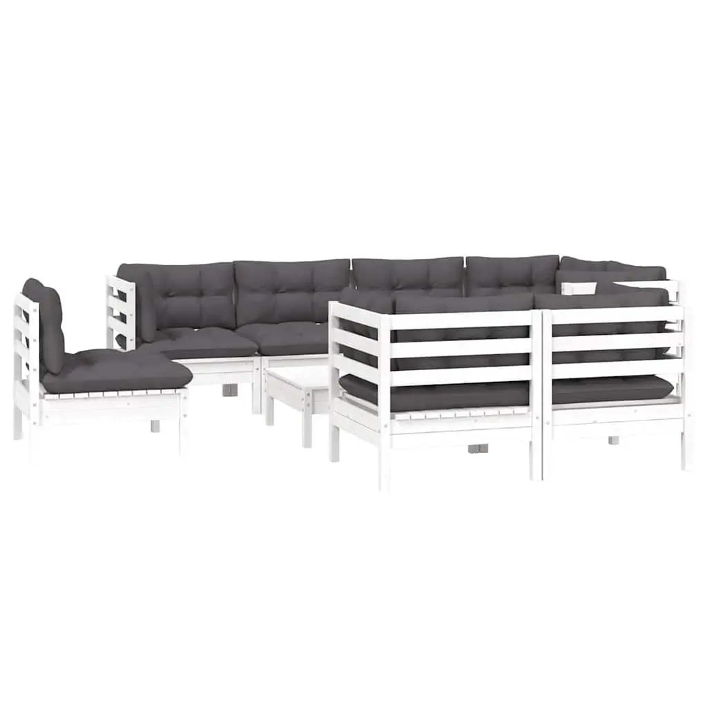 Garden Lounge Set 9 Piece Outdoor Furniture Patio Seating Cushions White