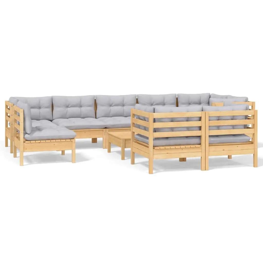 Modular Garden Lounge Set with Grey Cushions