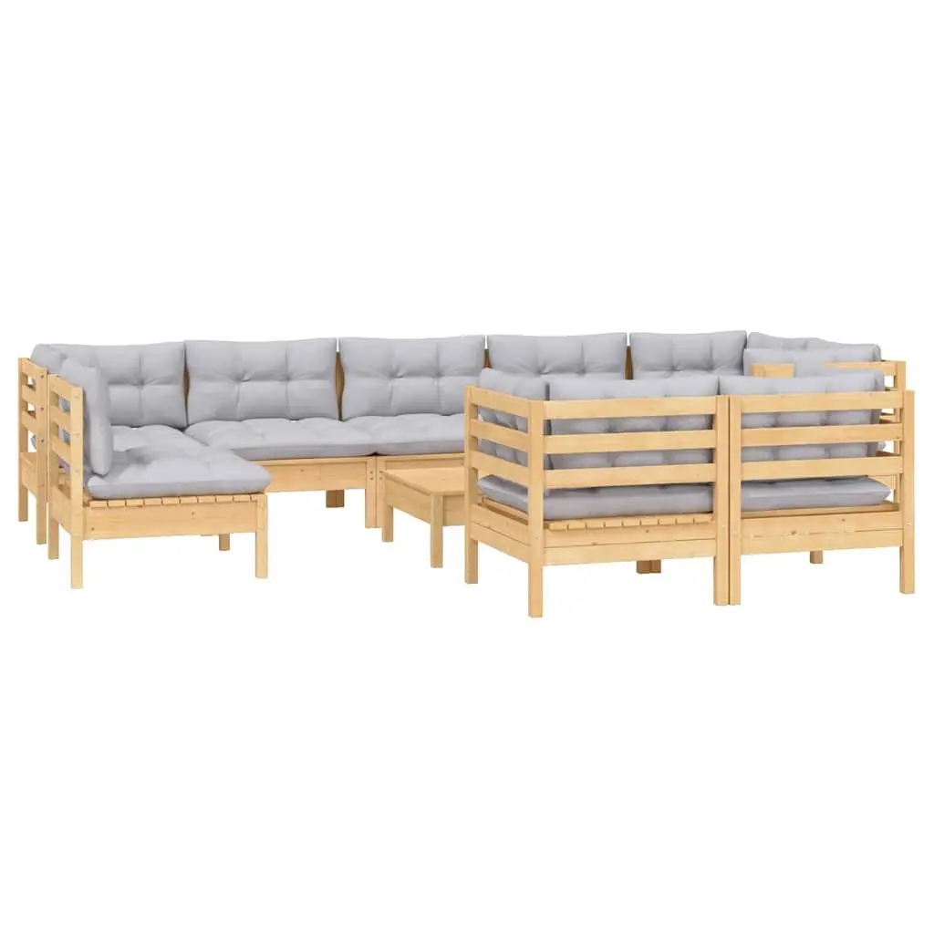 Modular Garden Lounge Set with Grey Cushions