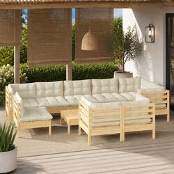Comfortable and Reliable 10-Piece Lounge Set with Cream Cushions
