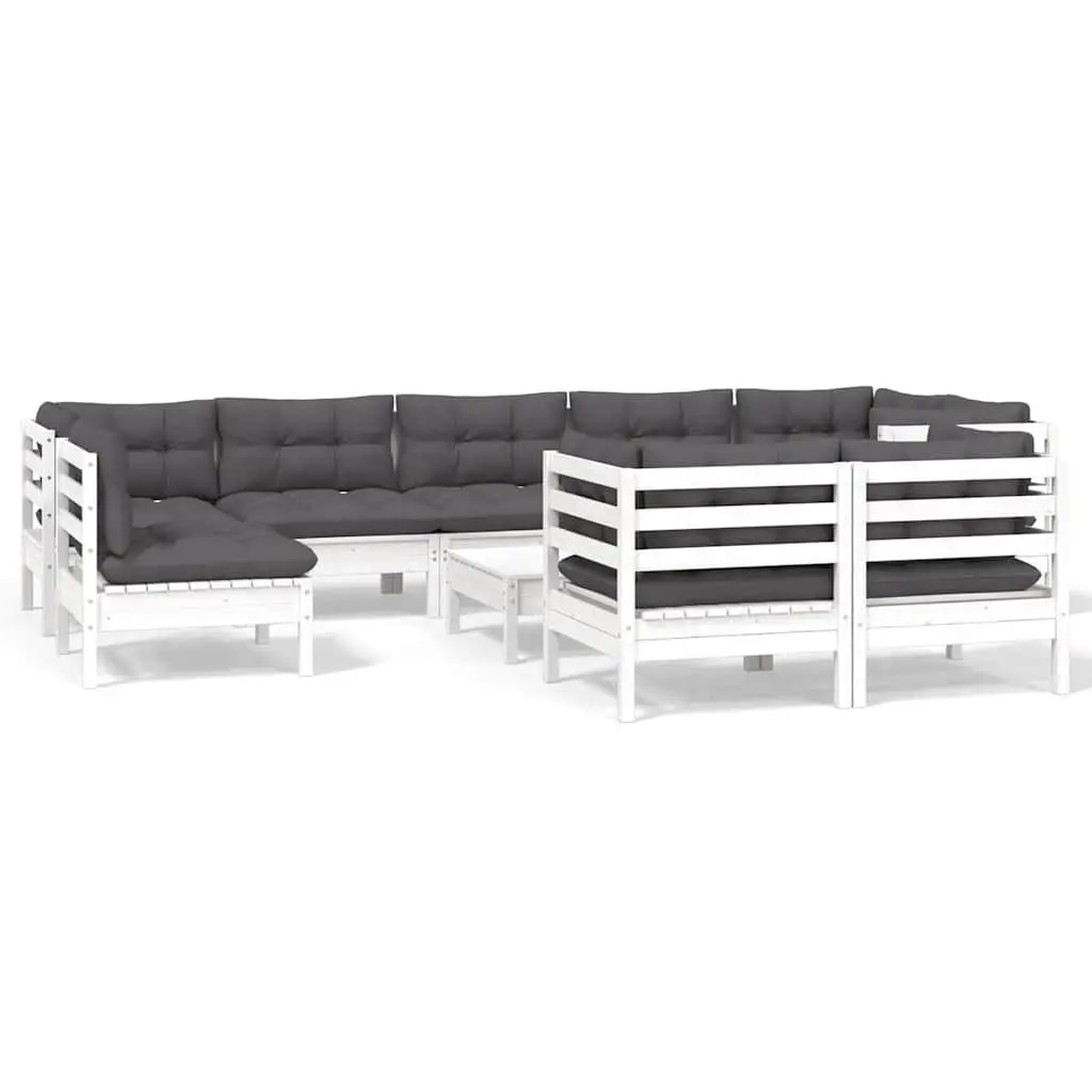 Garden Lounge Set 10 Piece Outdoor Patio Furniture Modular White