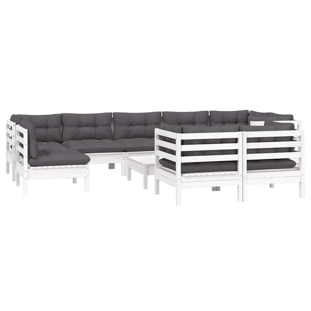 Garden Lounge Set 10 Piece Outdoor Patio Furniture Modular White
