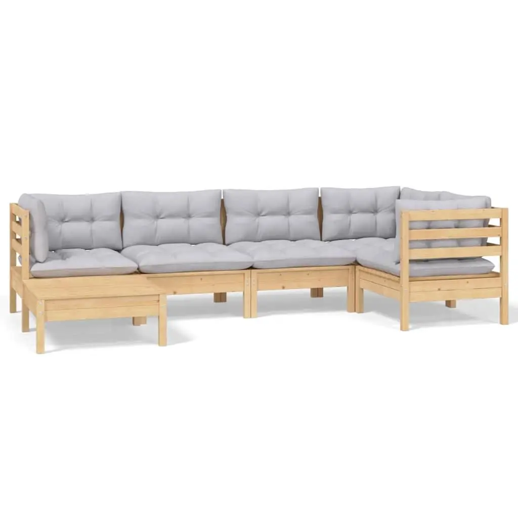 Garden Lounge Set 6 Piece Outdoor Patio Furniture Grey Cushions Modular Seating