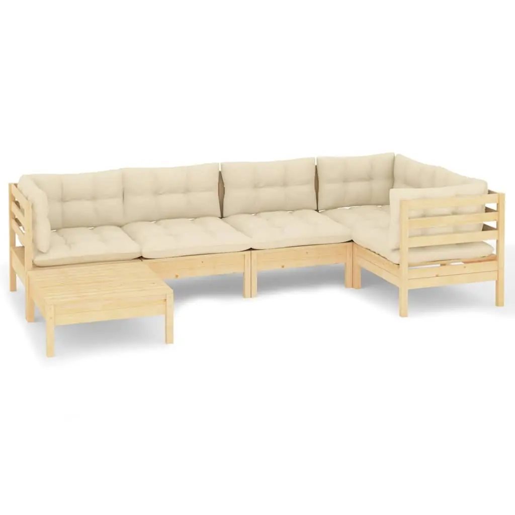 Garden Lounge Set 6 Piece Outdoor Patio Furniture Cream Cushions Modular