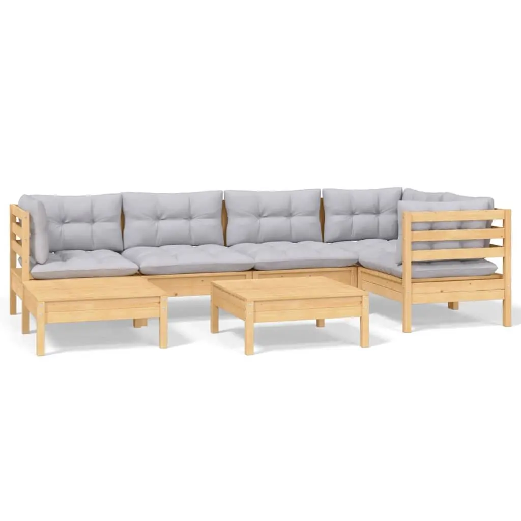 Garden Lounge Set 7 Piece Modular Outdoor Furniture Patio Sofa Grey Cushions
