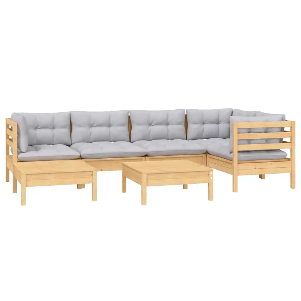 Garden Lounge Set 7 Piece Modular Outdoor Furniture Patio Sofa Grey Cushions