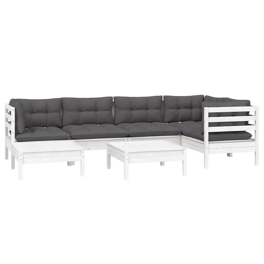 Garden Lounge Set Modular Outdoor Furniture 7 Piece White with Cushions