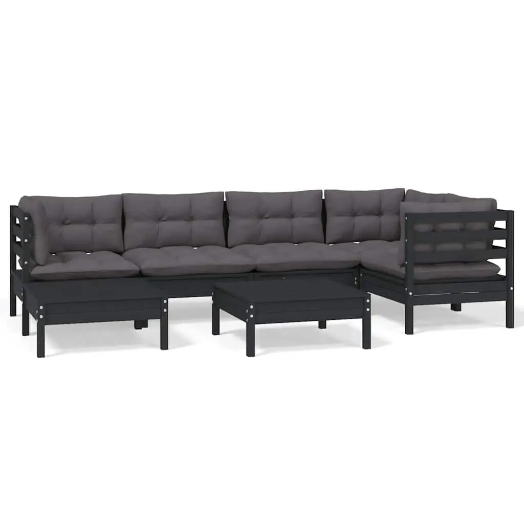 Garden Lounge Set 7 Piece Outdoor Patio Furniture Black