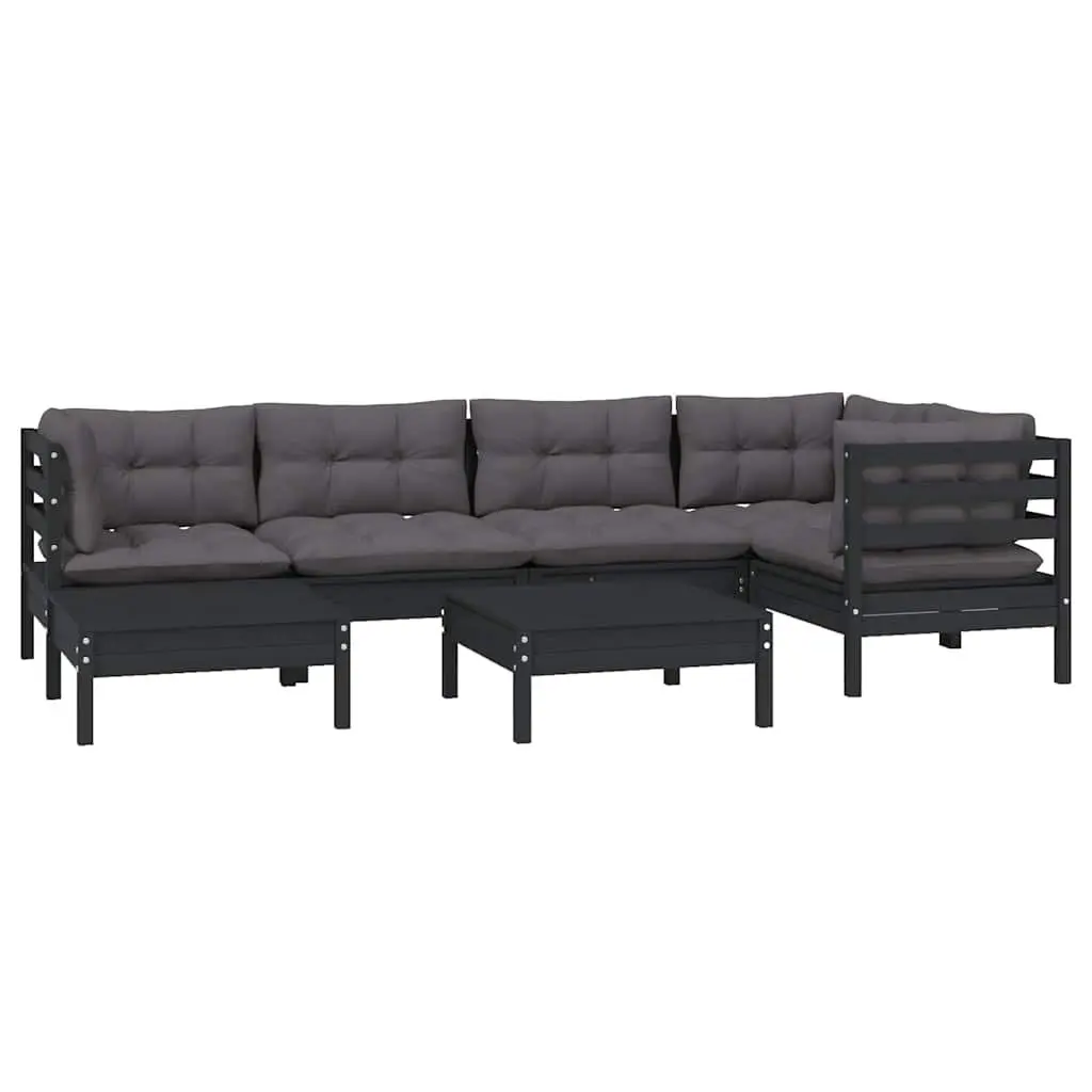 Garden Lounge Set 7 Piece Outdoor Patio Furniture Black