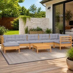 Cozy 8 Piece Garden Lounge Set with Grey Cushions