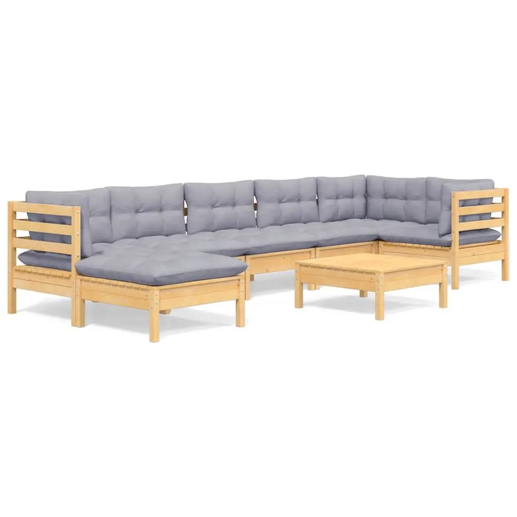 Garden Lounge Set 8 Piece Outdoor Patio Furniture Grey Cushions Modular Seating