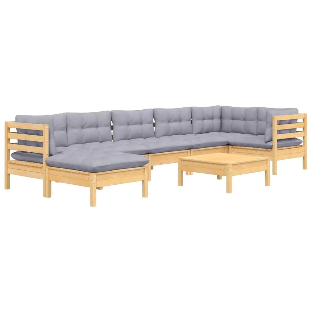 Garden Lounge Set 8 Piece Outdoor Patio Furniture Grey Cushions Modular Seating