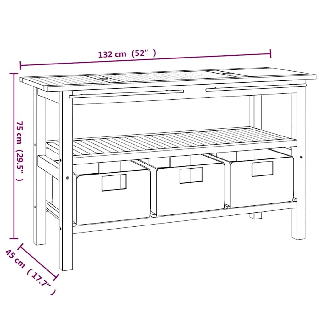 Bathroom Vanity Cabinet with Dual Marble Basins Solid Teak Wood Storage Unit