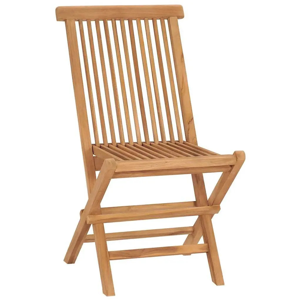 Folding Garden Chairs Outdoor Seating Set 8 Pieces Solid Teak Wood Brown