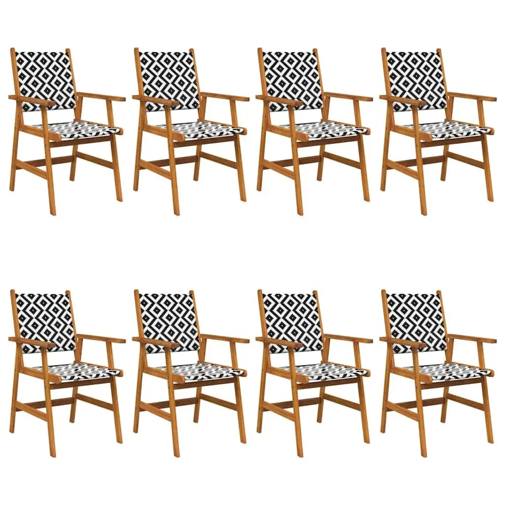 Outdoor Garden Chairs Set of 8 Brown Acacia Wood Patio Dining Seating
