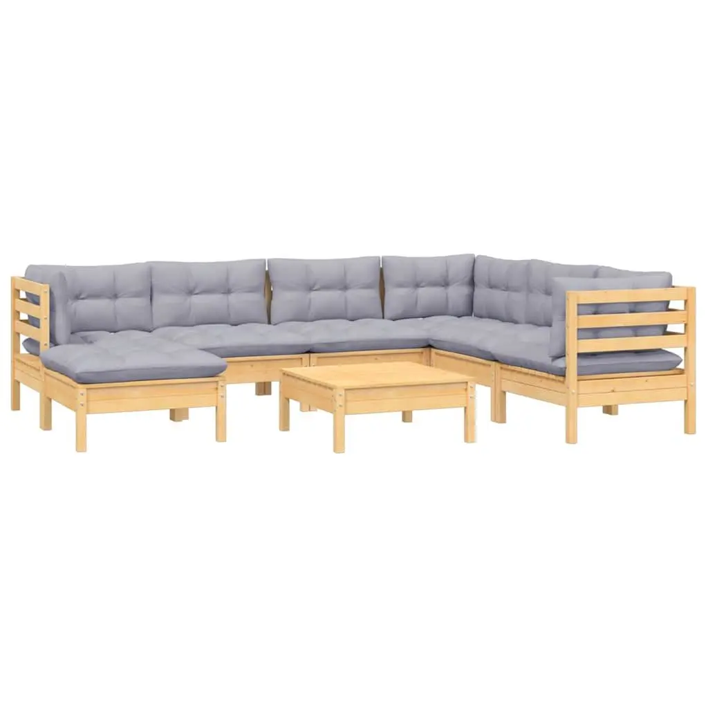 Garden Lounge Set 8 Piece Outdoor Patio Furniture Grey Cushions Modular Sofa