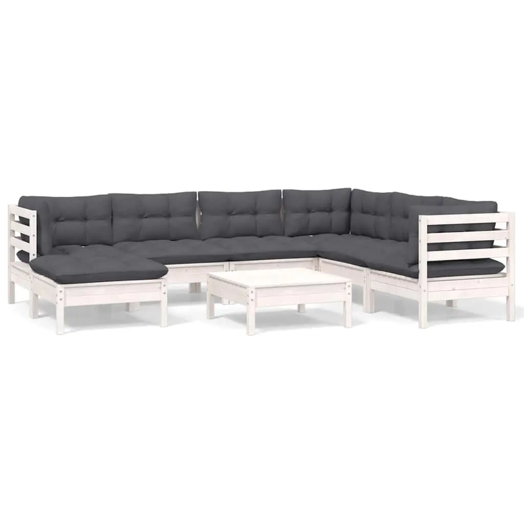 Garden Lounge Set Modular Seating Outdoor Patio Furniture 8 Piece White Cushions