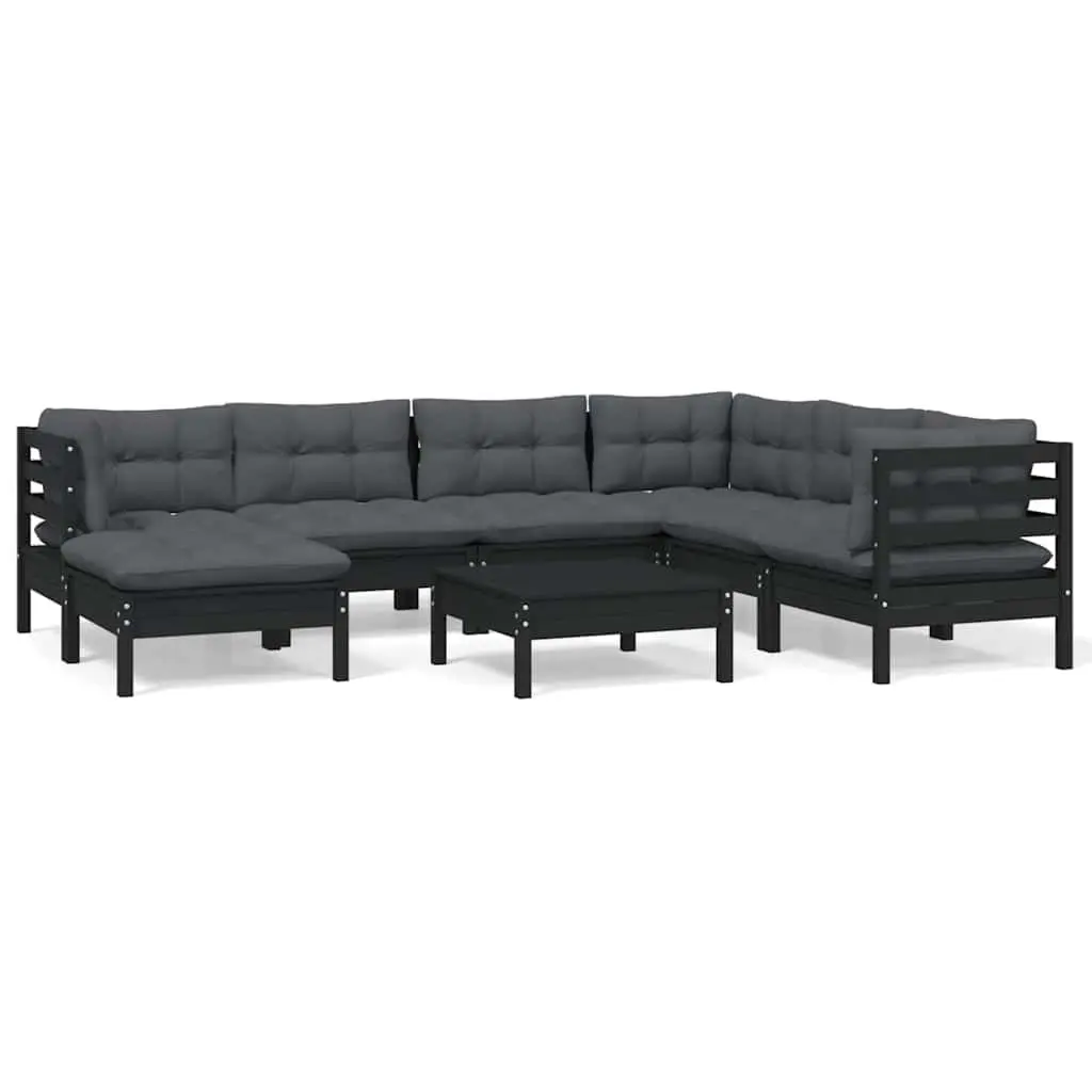 Garden Lounge Set 8 Piece Outdoor Patio Furniture Modular Black
