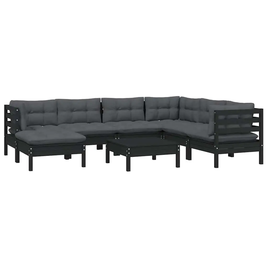 Garden Lounge Set 8 Piece Outdoor Patio Furniture Modular Black