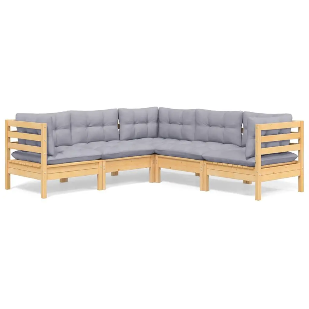 Garden Lounge Set 5 Piece Outdoor Patio Furniture Grey Cushions Modular Seating