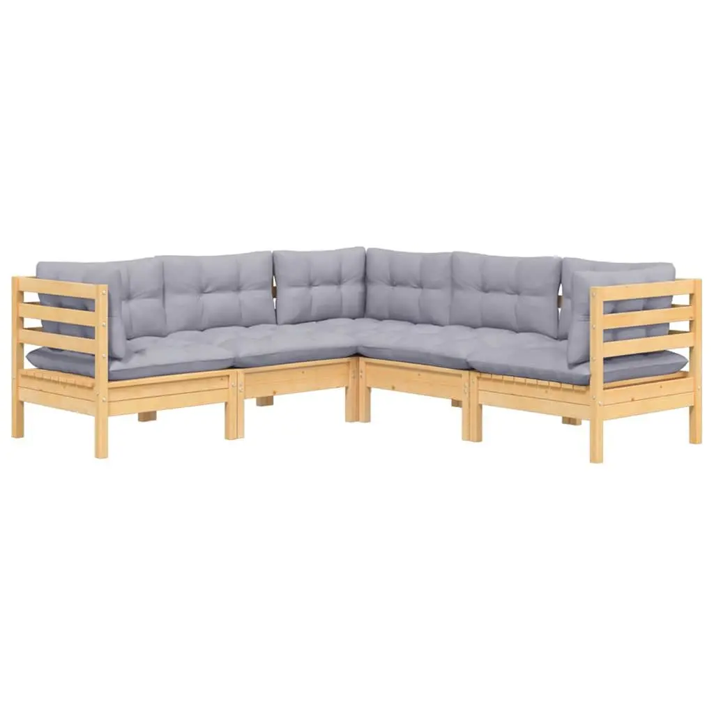 Garden Lounge Set 5 Piece Outdoor Patio Furniture Grey Cushions Modular Seating