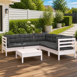 Reliable Comfort: 6-Piece Garden Lounge Set in White