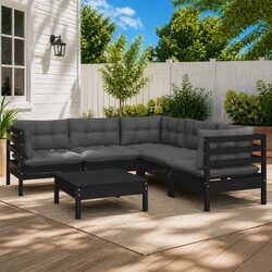 Comfort and Value in a Black Pinewood Garden Lounge Set