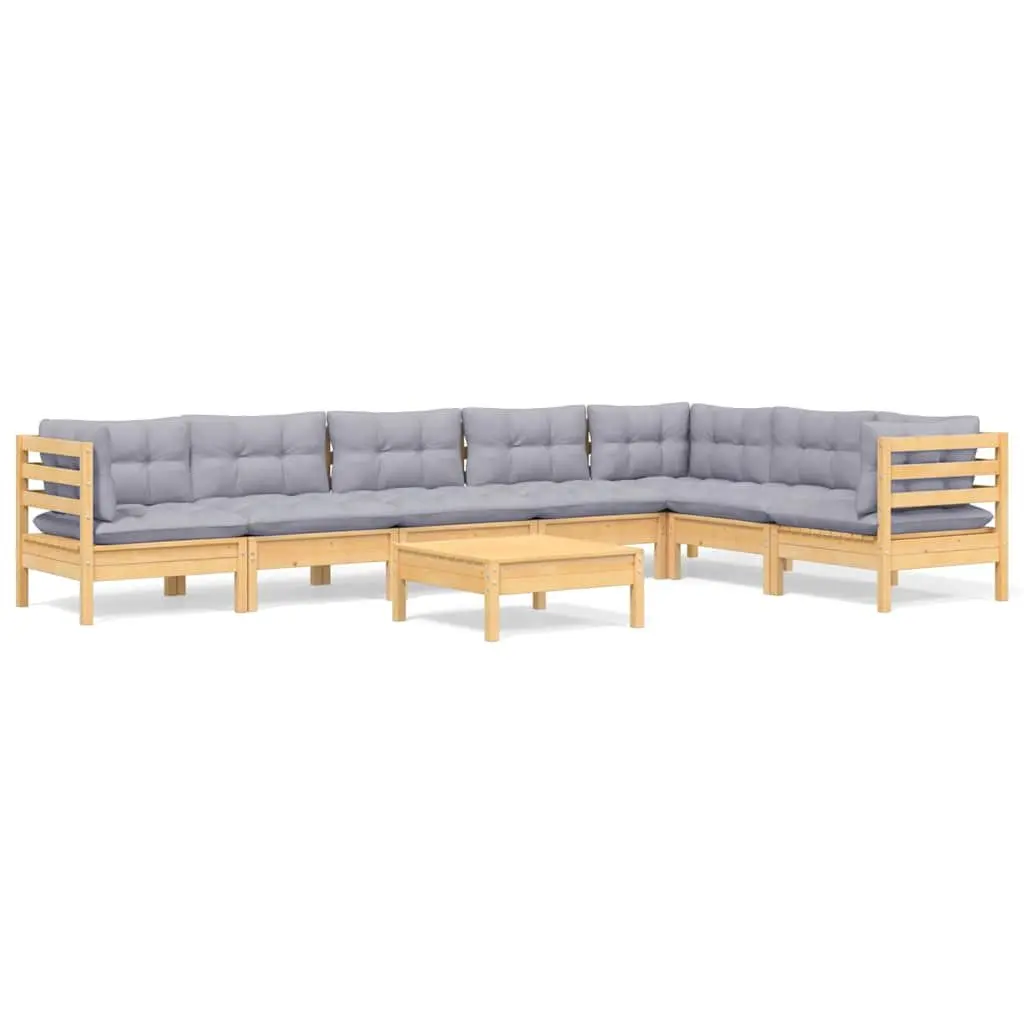 Garden Lounge Set Modular Patio Furniture 8 Piece Grey Cushions