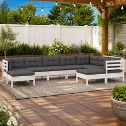 Comfortable 9 Piece White Lounge Set for Your Garden
