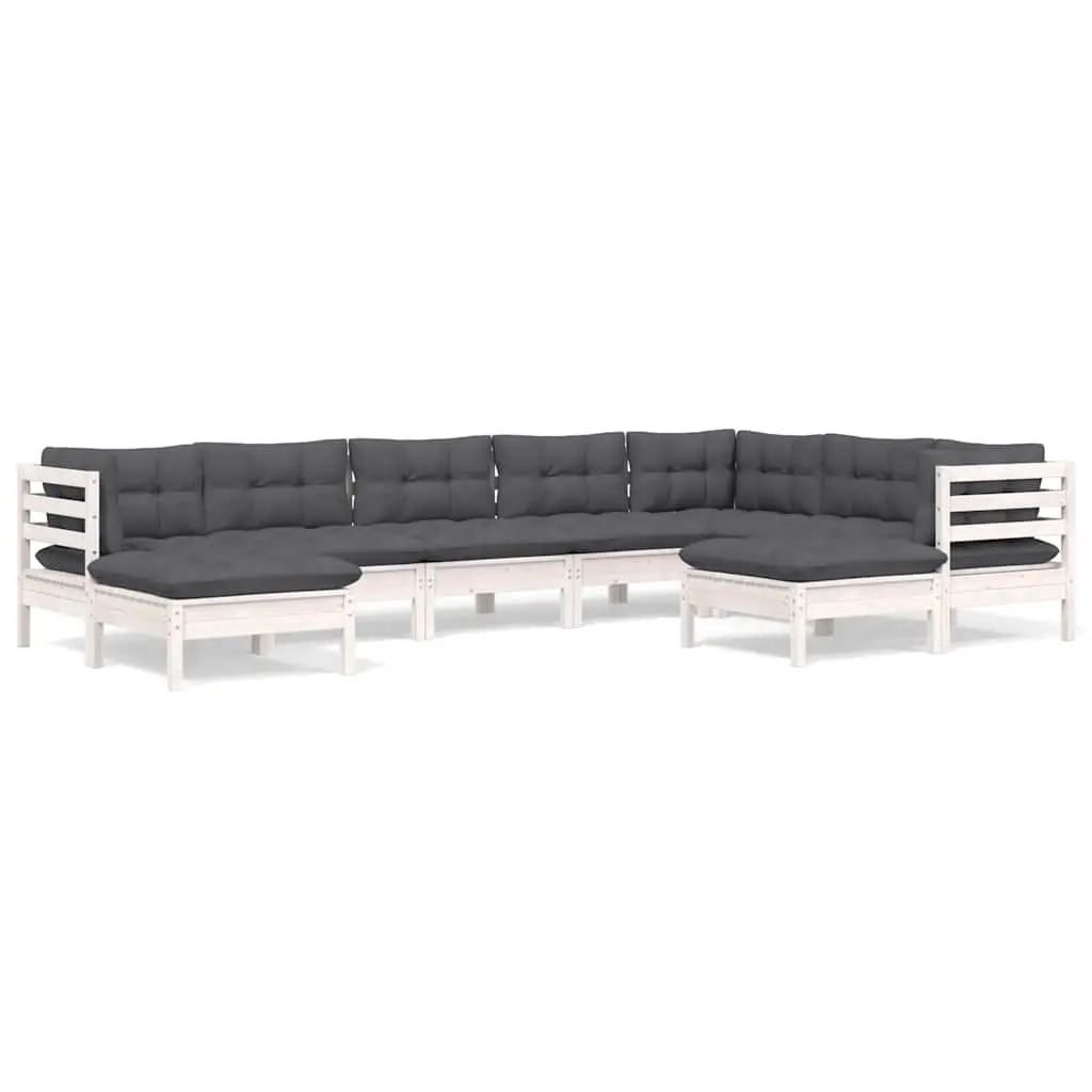 Garden Lounge Set Modular Outdoor Furniture 9 Piece White with Cushions