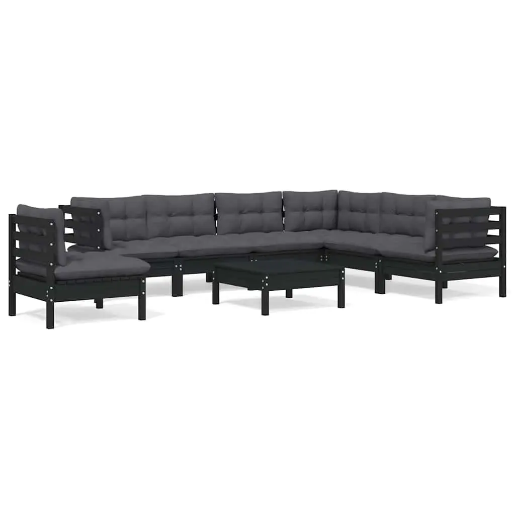 Garden Lounge Set 8 Piece Outdoor Patio Furniture Black Modular Cushioned
