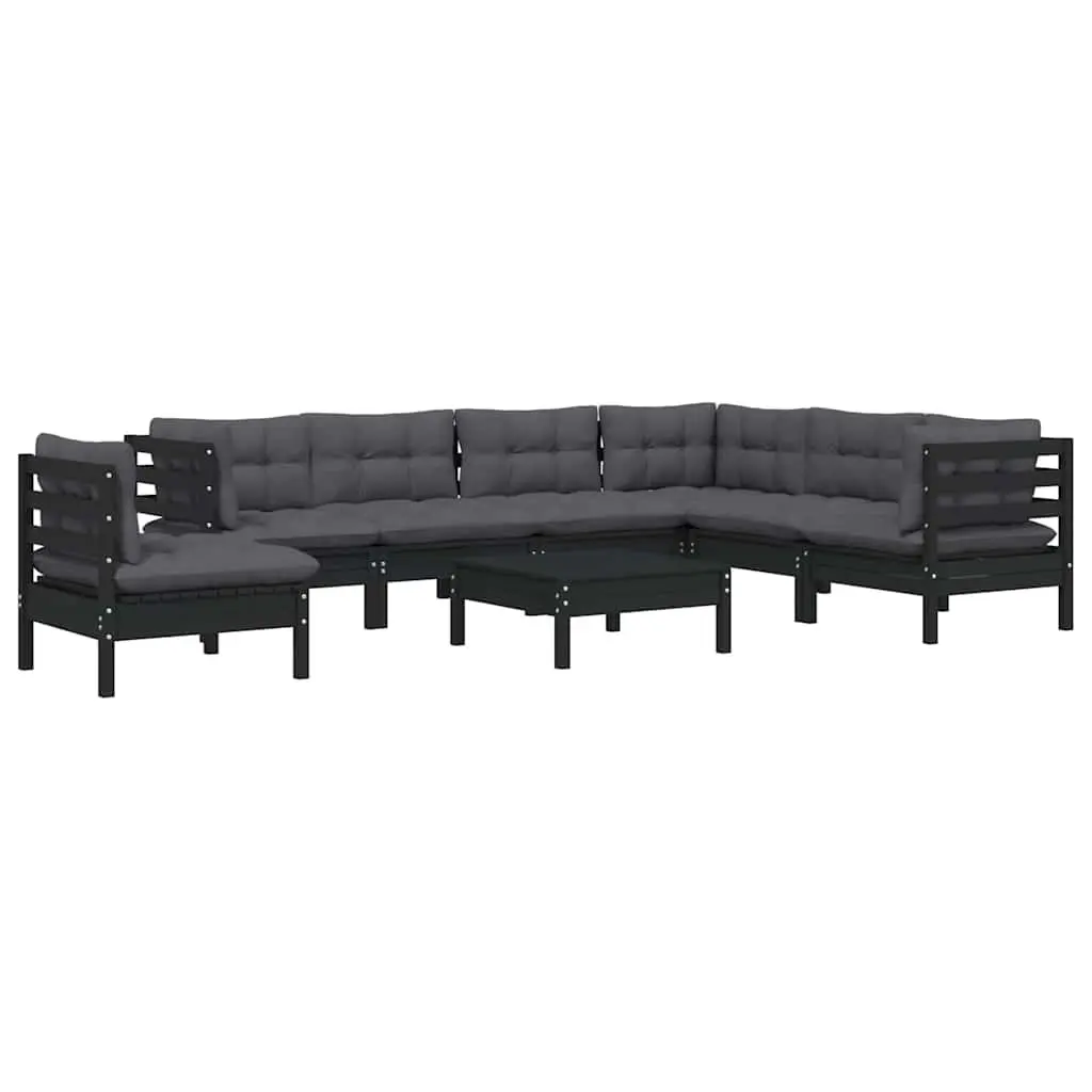 Garden Lounge Set 8 Piece Outdoor Patio Furniture Black Modular Cushioned
