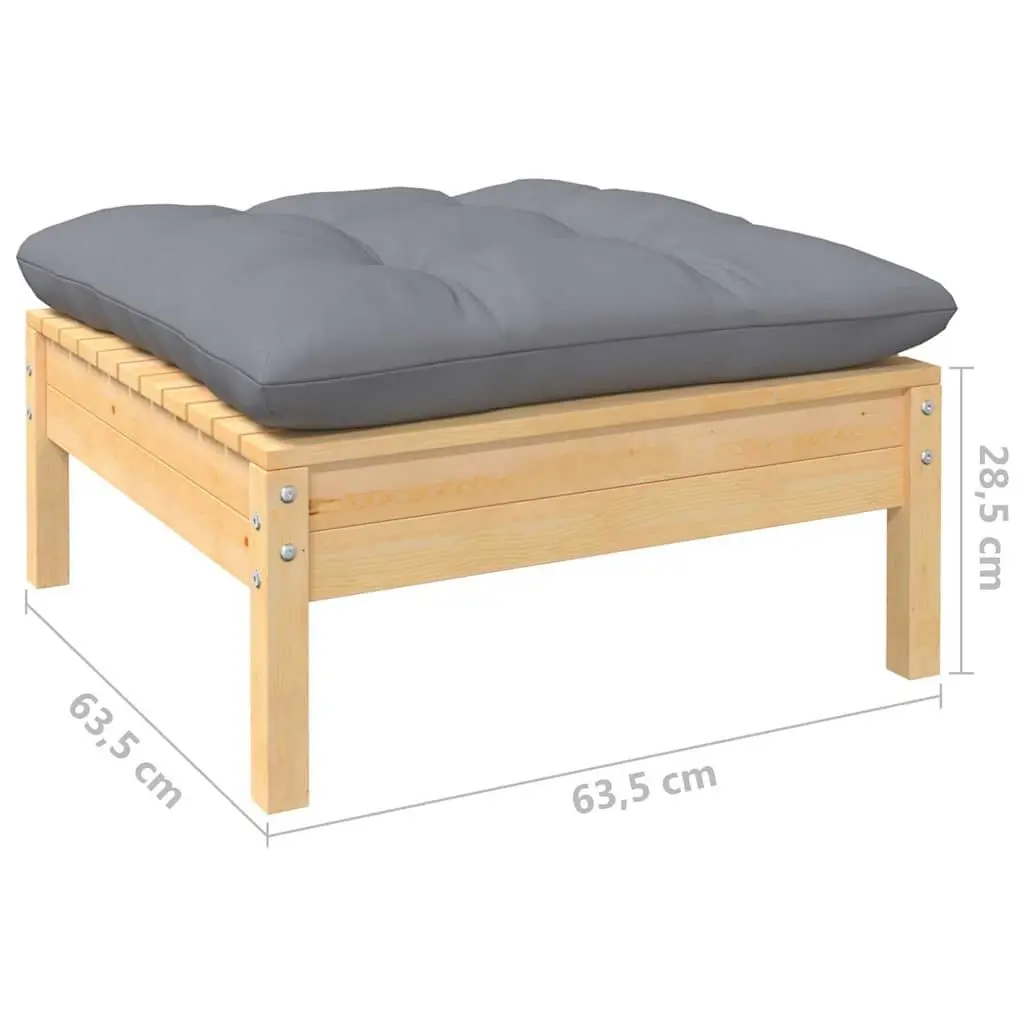 Garden Lounge Set 9 Piece Outdoor Furniture Grey Cushions Pinewood