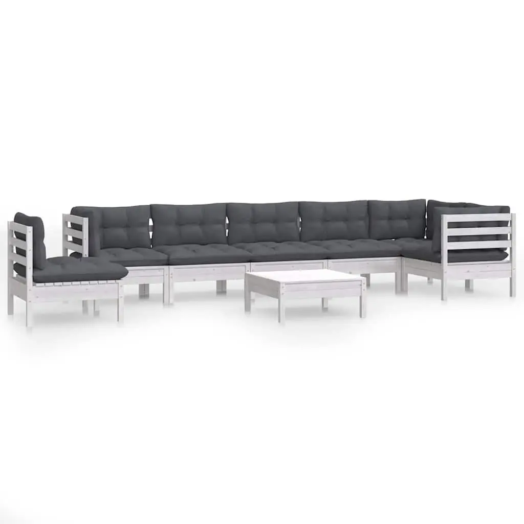 Garden Lounge Set 9 Piece Outdoor Furniture Patio Sofa White Pinewood